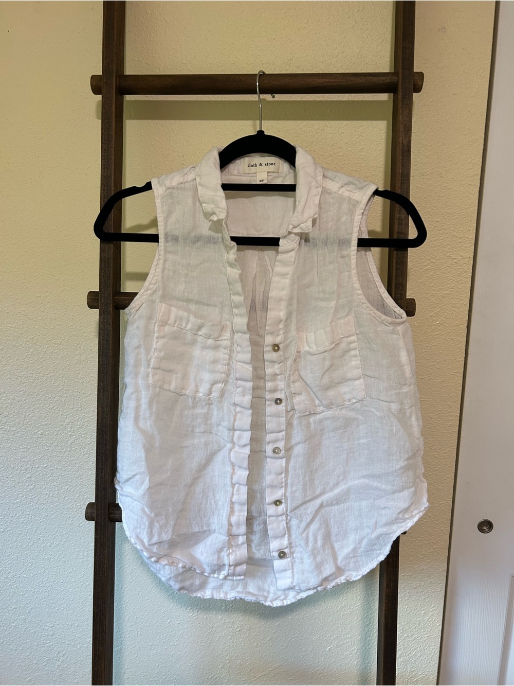 cloth & stone White Sleeveless Linen Top